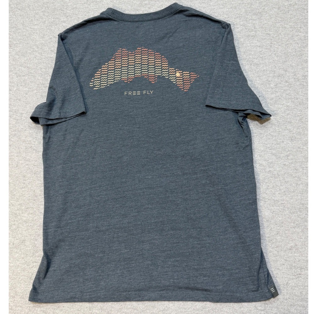 Free Fly Mens Graphic T-Shirt Heather Gray Short Sleeve FF1118 Large